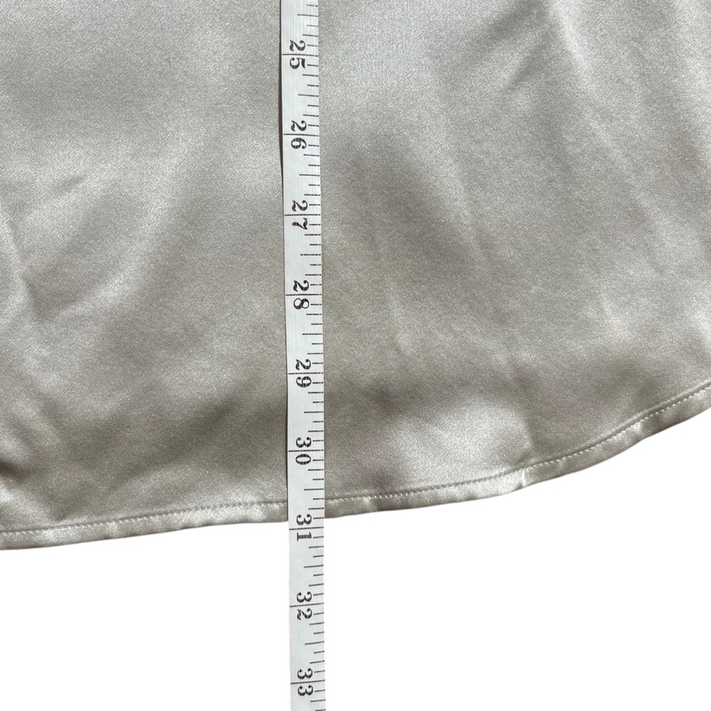 Ulla Popken 100% Silk Blouse Silver Satin Button Down | Plus Size 24/26 - Picture 5 of 10